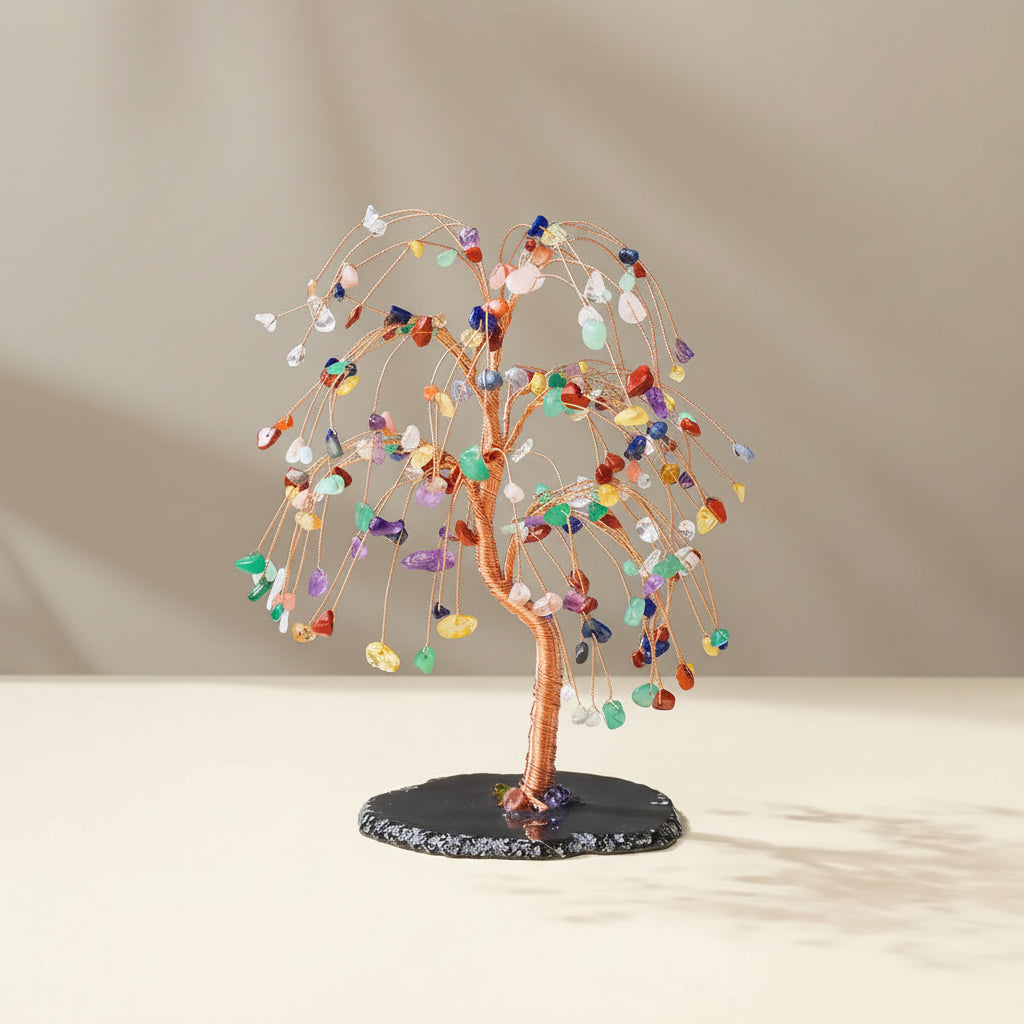 Arbre de Vie 7 Chakras – Base en Agate Naturelle