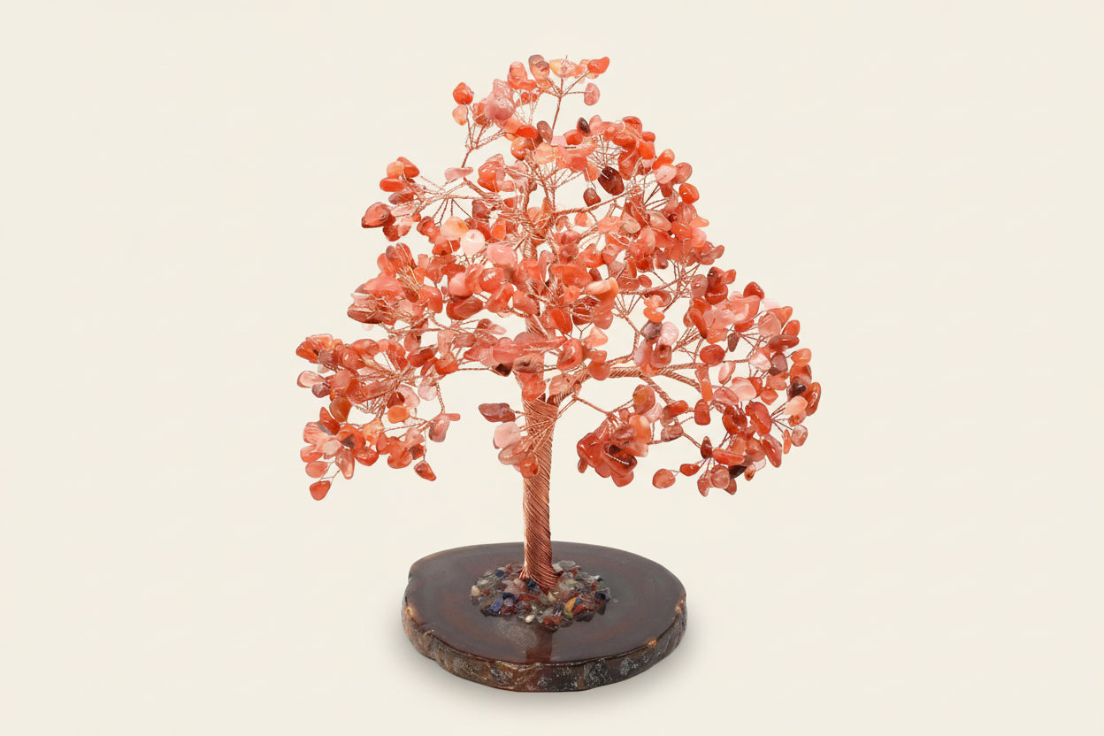 Arbre de Vie en Agate Rouge – Base en Agate Naturelle