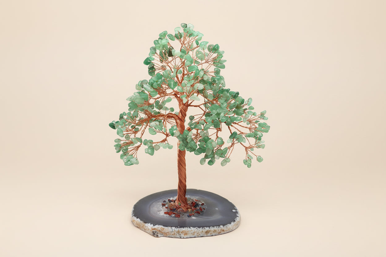 Arbre de Vie en Aventurine Verte – Base en Agate Naturelle