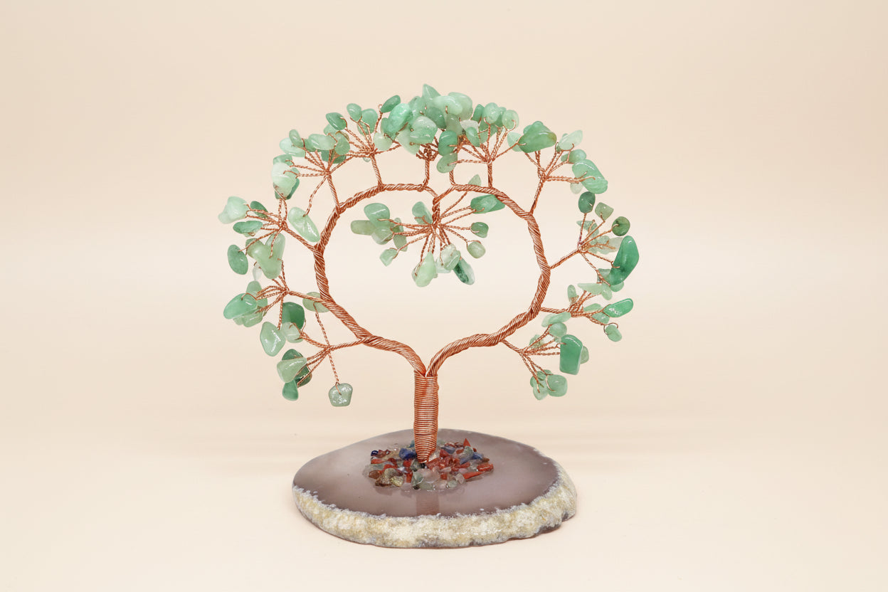 Arbre de Vie en Aventurine Verte – Base en Agate Naturelle