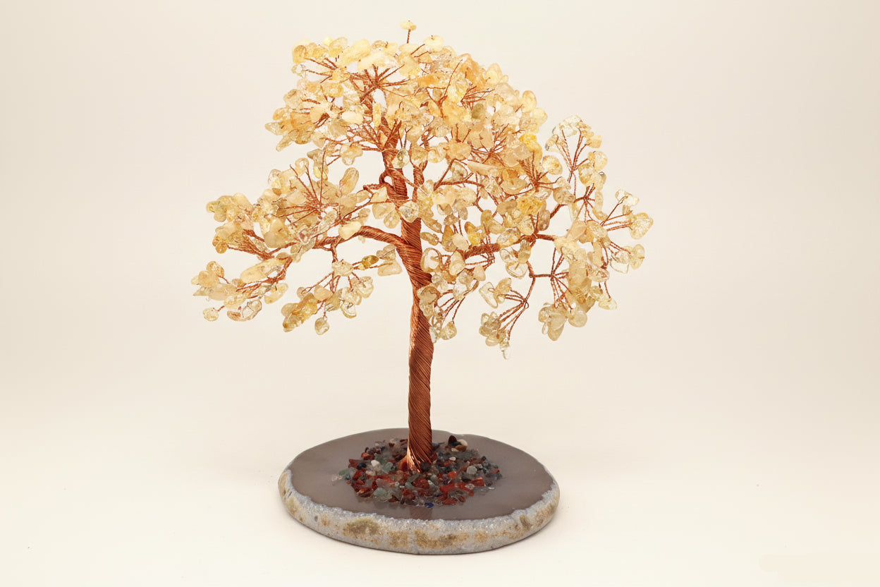 Arbre de Vie en Citrine – Base en Agate Naturelle