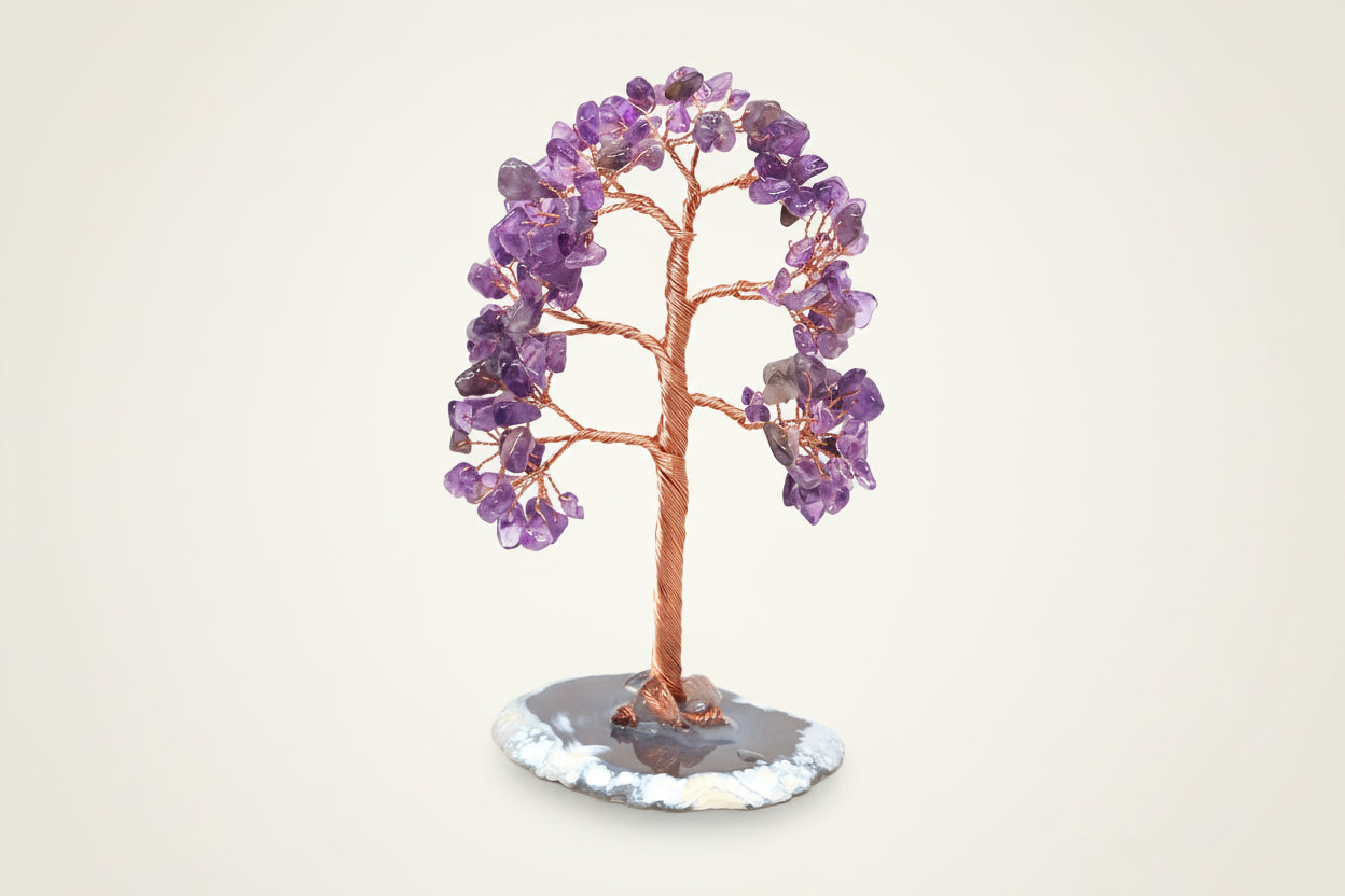 Arbre de Vie en Améthyste – Base en Agate Naturelle