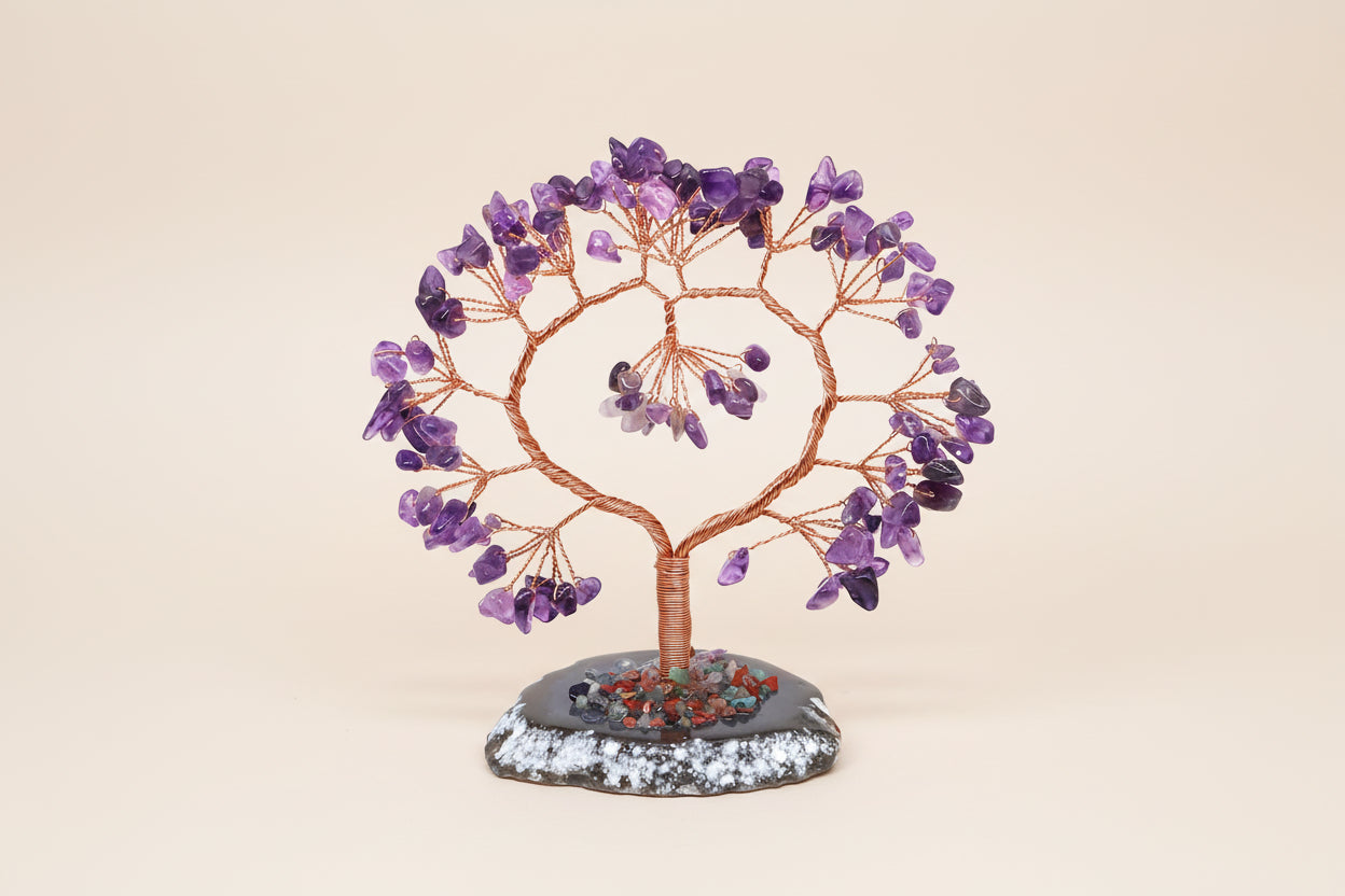 Arbre de Vie en Améthyste – Base en Agate Naturelle