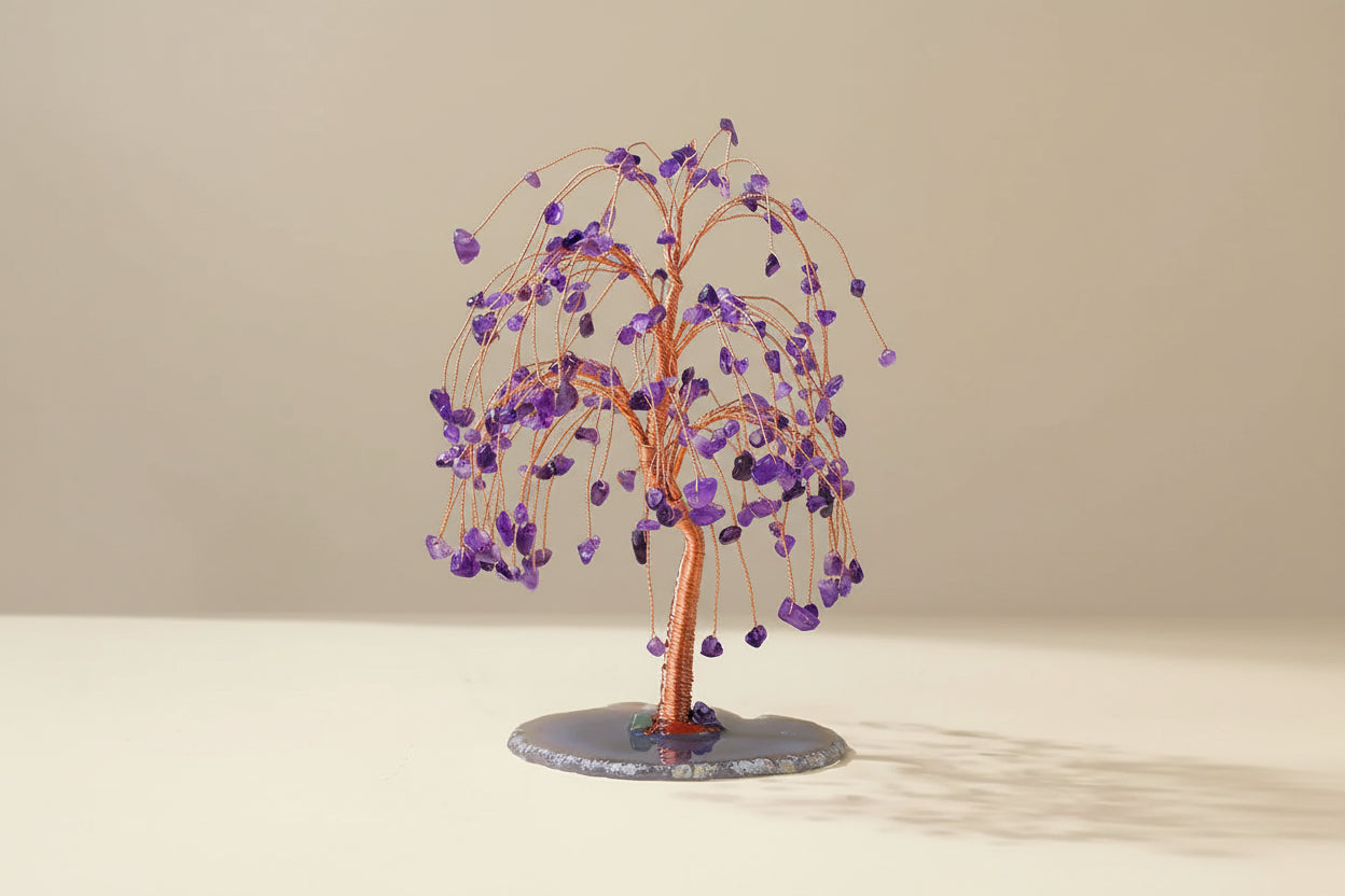 Arbre de Vie en Améthyste – Base en Agate Naturelle