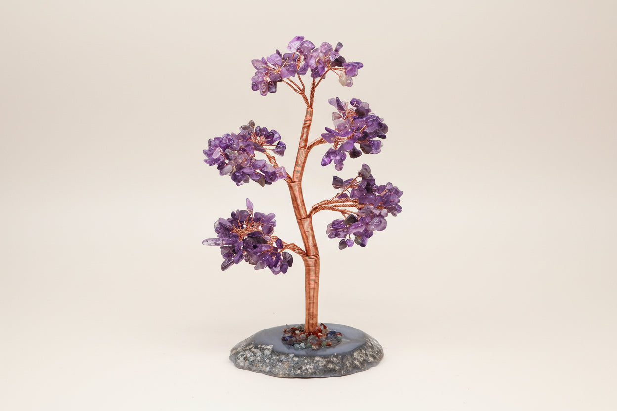 Arbre de Vie en Améthyste – Base en Agate Naturelle