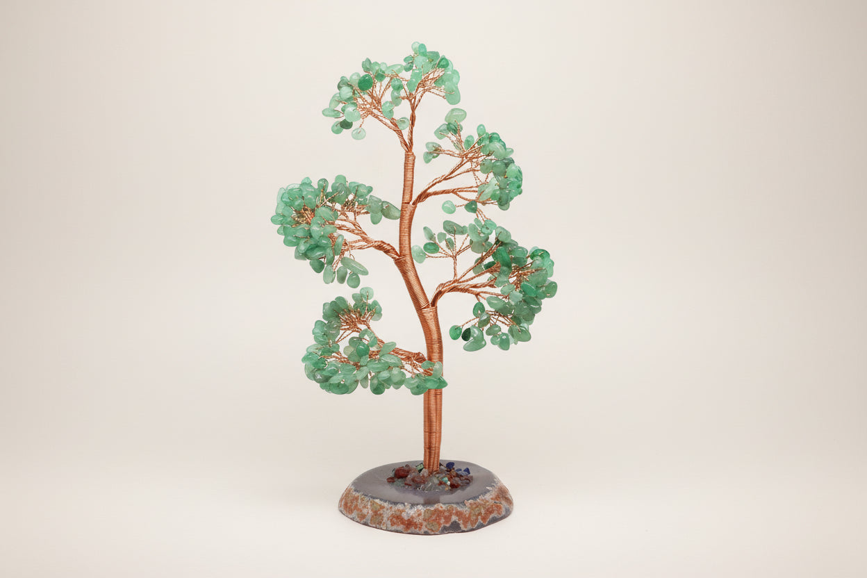 Arbre de Vie en Aventurine Verte –  Base en Agate Naturelle