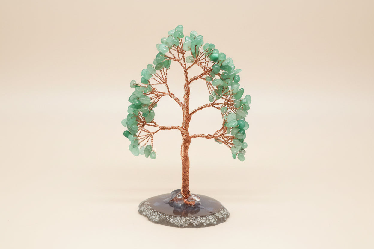 Arbre de Vie en Aventurine Verte – Base en Agate Naturelle