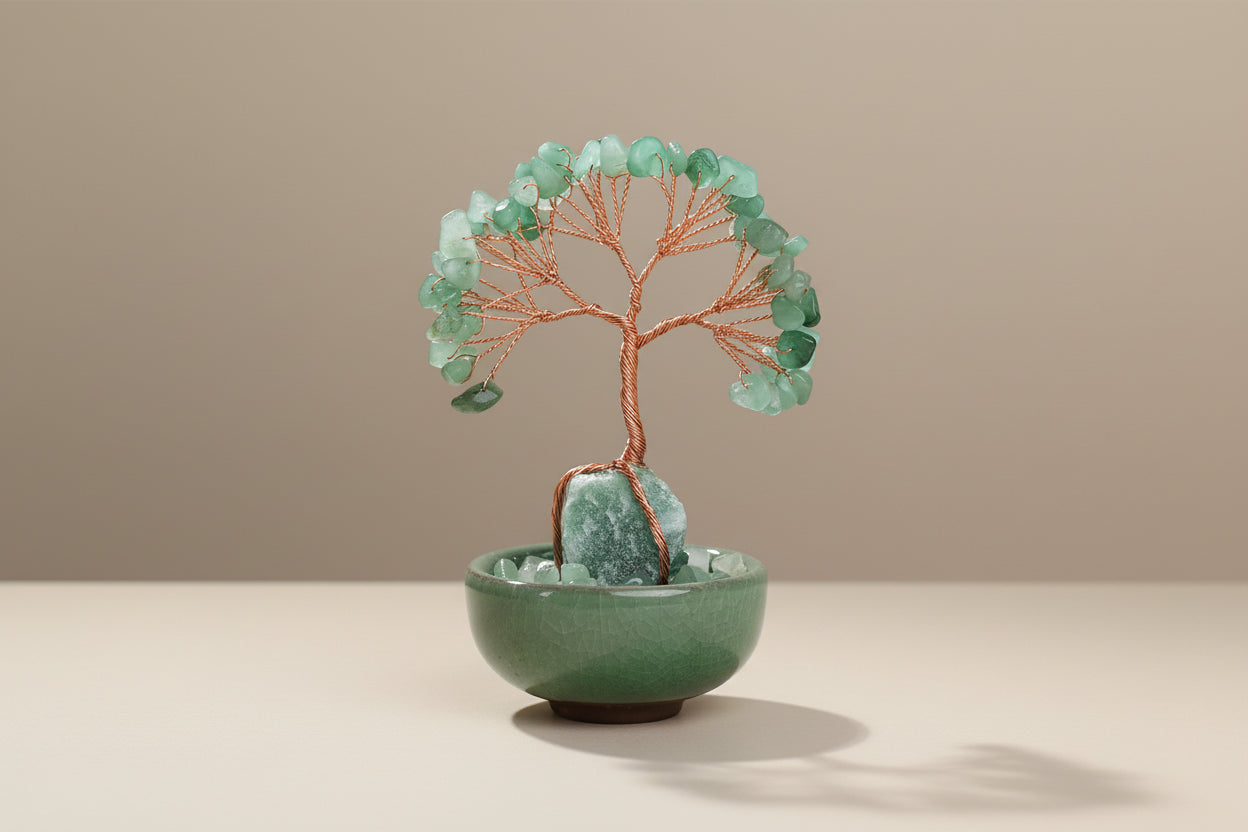 Arbre de Vie en Aventurine Verte –  Bol Décoratif (Couleur Aléatoire)