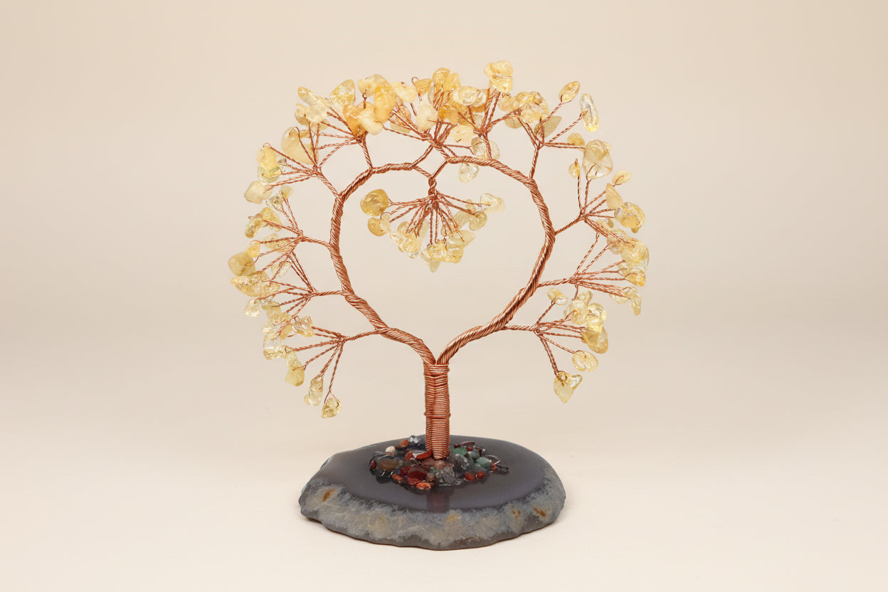 Arbre de Vie en Citrine – Base en Agate Naturelle