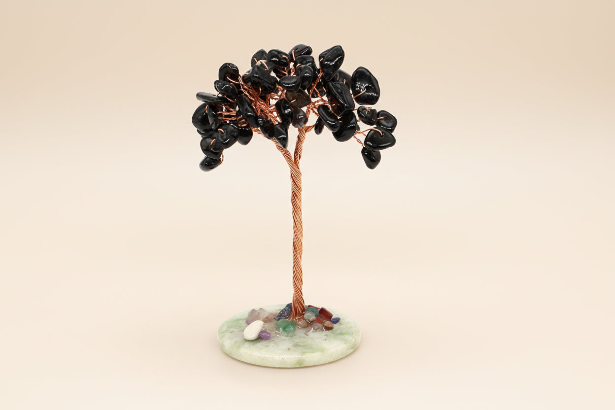 Arbre de Vie en Obsidienne – Base en Agate Naturelle