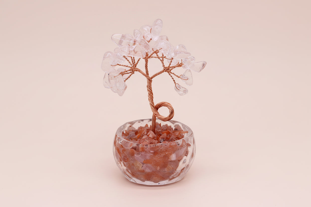 Arbre de Vie en Quartz Clair – Pot en Cristal Naturel