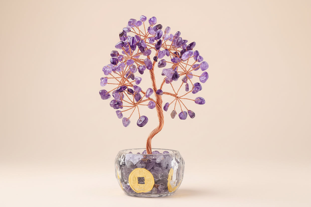 Arbre de Vie en Améthyste – Pot en Cristal Naturel