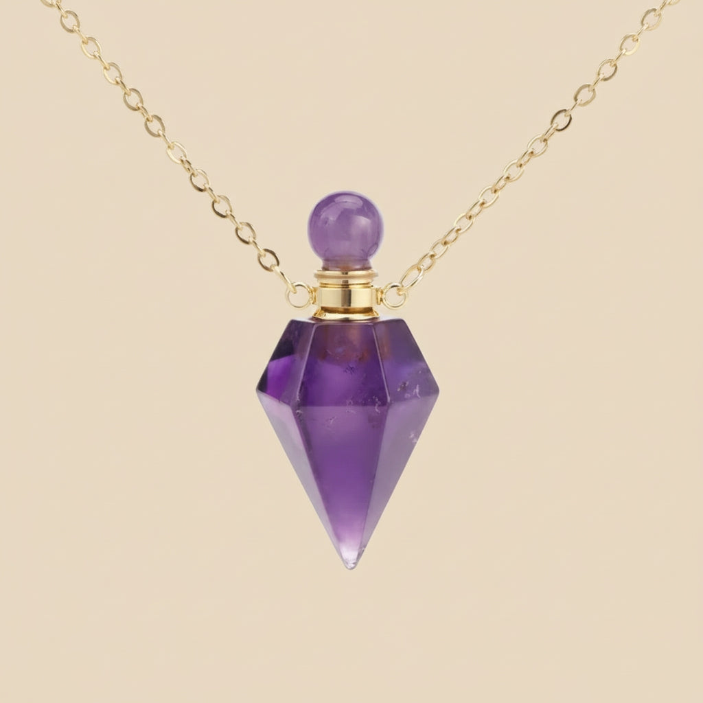 Collier Bouteille de Parfum en Cristal Naturel
