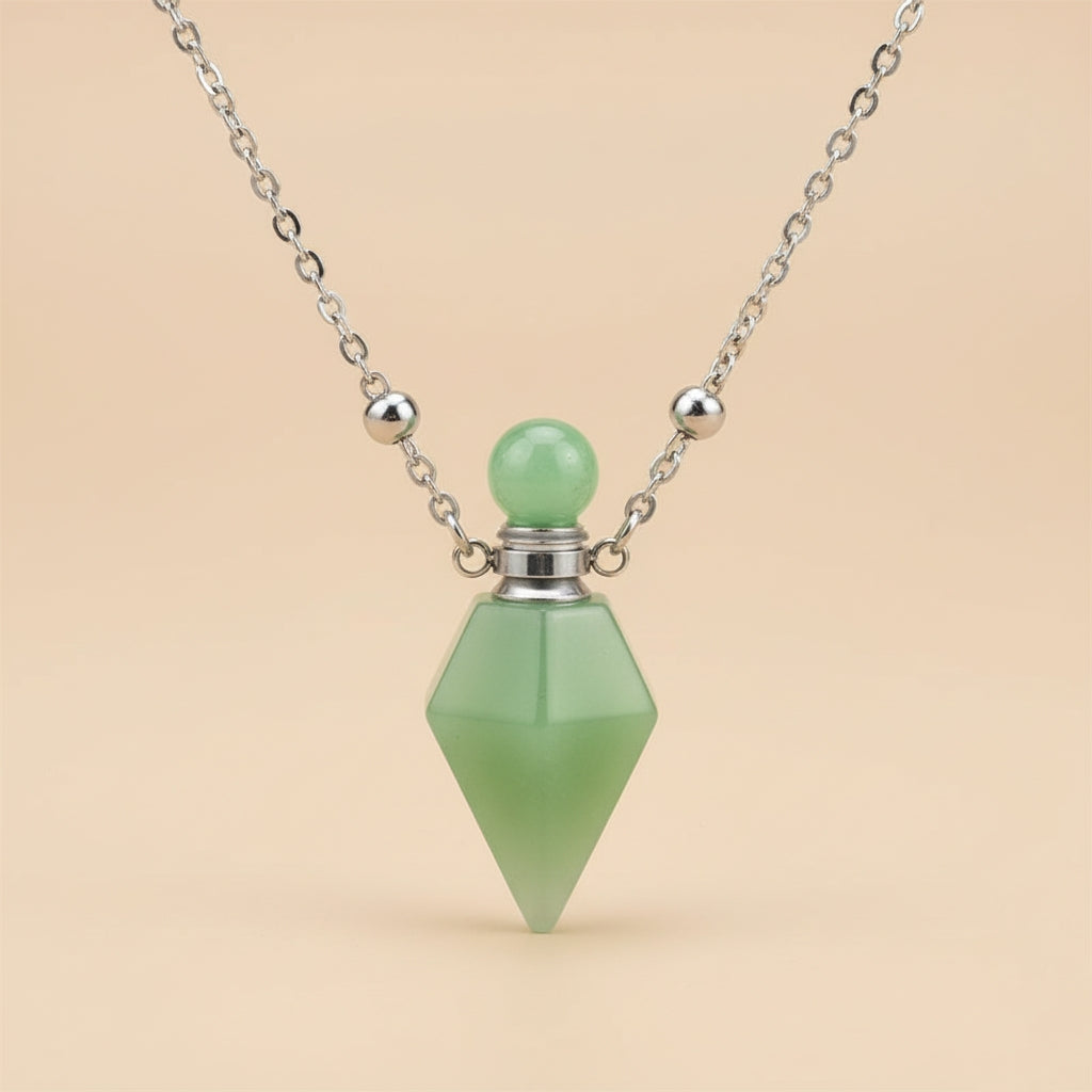 Collier Bouteille de Parfum en Cristal Naturel