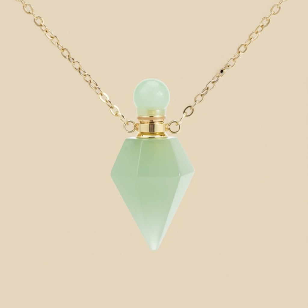 Collier Bouteille de Parfum en Cristal Naturel