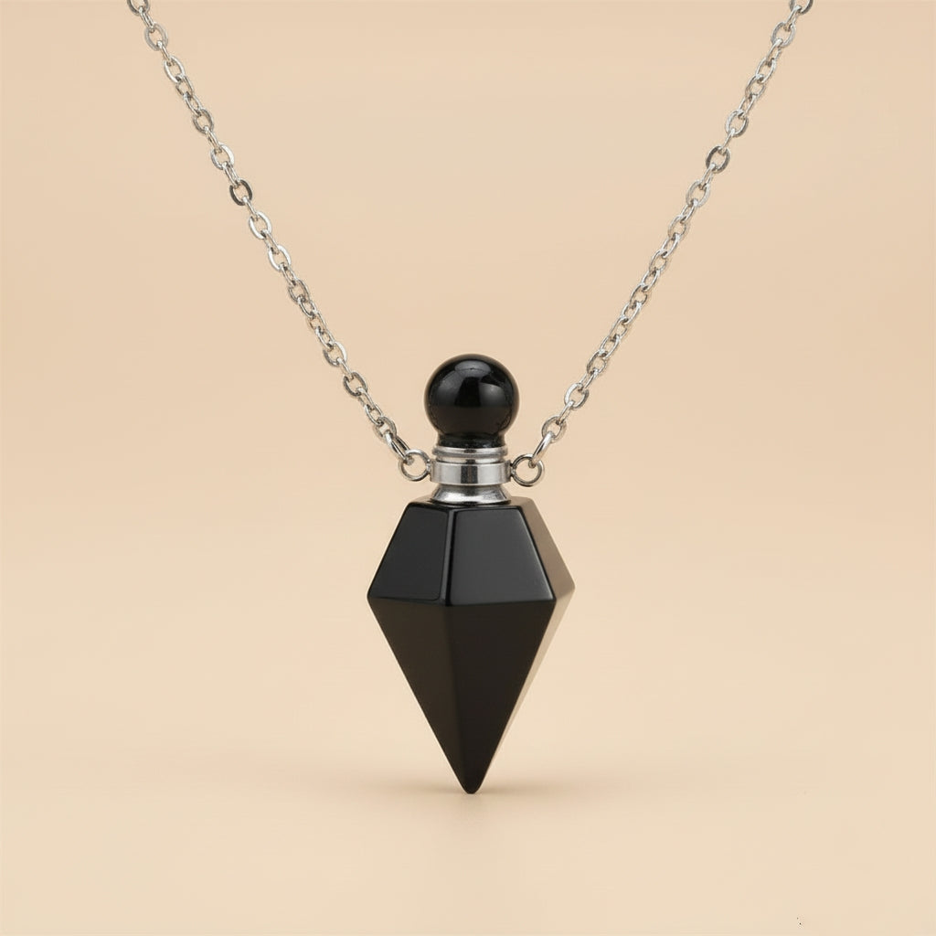 Collier Bouteille de Parfum en Cristal Naturel