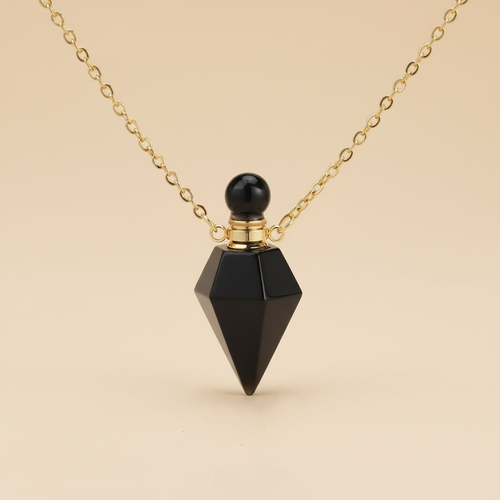 Collier Bouteille de Parfum en Cristal Naturel