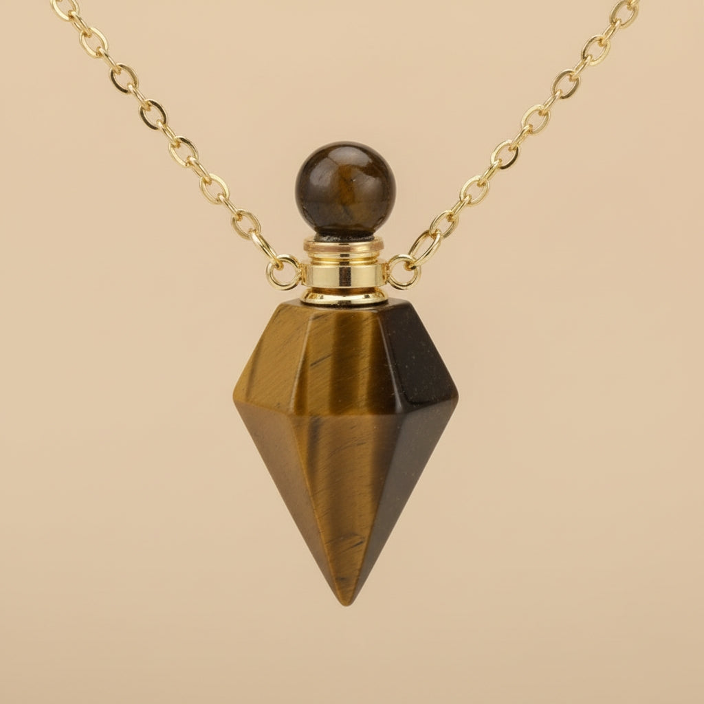 Collier Bouteille de Parfum en Cristal Naturel