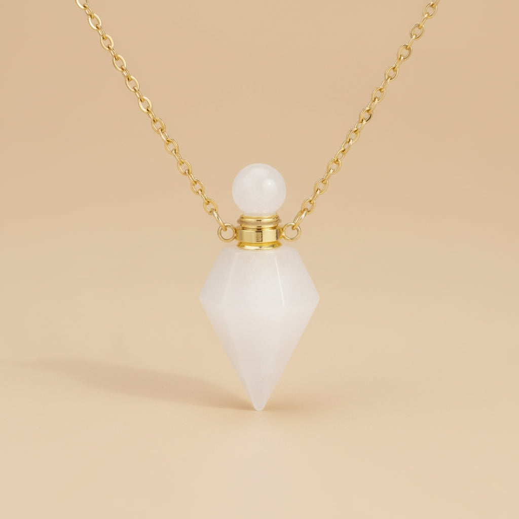 Collier Bouteille de Parfum en Cristal Naturel
