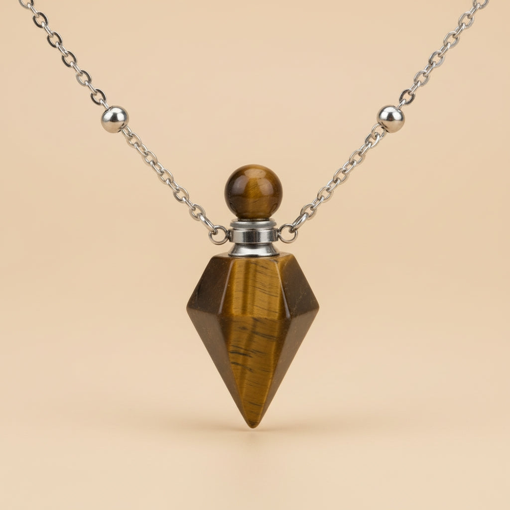 Collier Bouteille de Parfum en Cristal Naturel