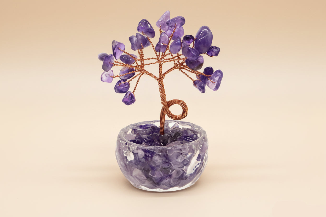 Arbre de Vie en Améthyste – Pot en Cristal Naturel