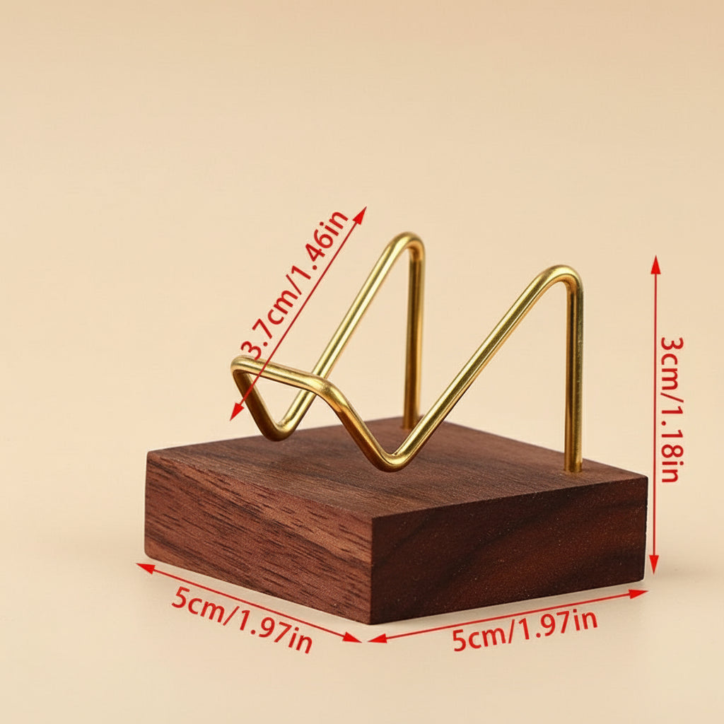 Présentoir en Bois et Métal Doré – Support pour Pierres Naturelles & Minéraux