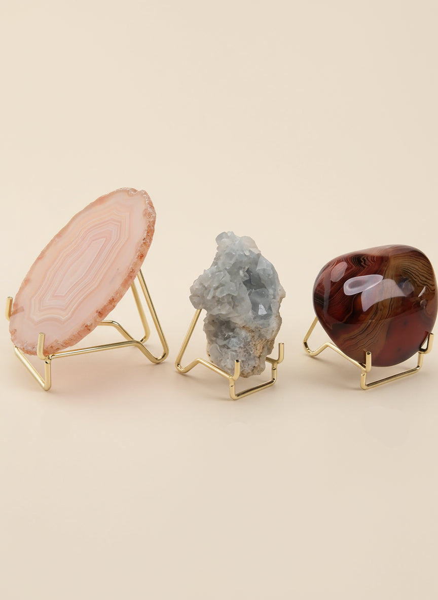 Support Métallique en or pour Pierres Naturelles & Minéraux