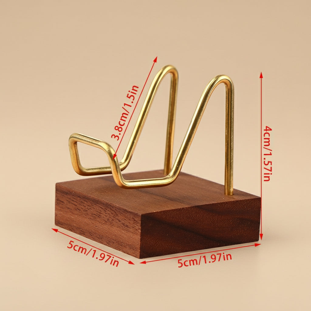 Présentoir en Bois et Métal Doré – Support pour Pierres Naturelles & Minéraux