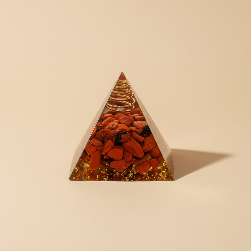 Pyramide en Cristal Naturel avec Feuille d’Or
