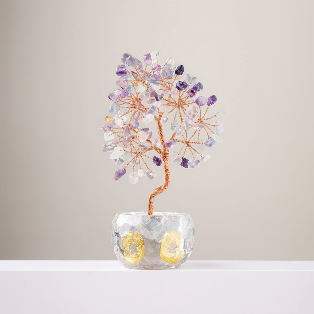 Arbre de Vie en Fluorite – Pot en Cristal Naturel