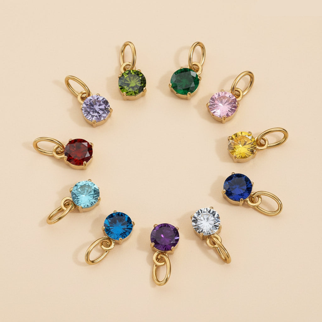 Pendentif Rond Pierre de naissance Doré