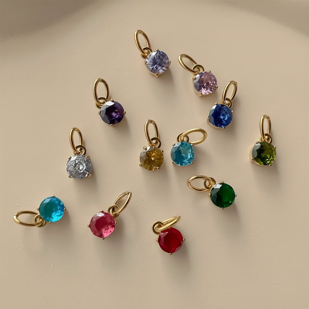 Pendentif Rond Pierre de naissance Doré