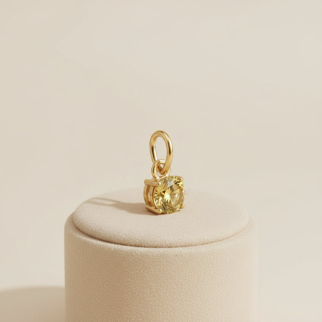 Pendentif Rond Pierre de naissance Doré