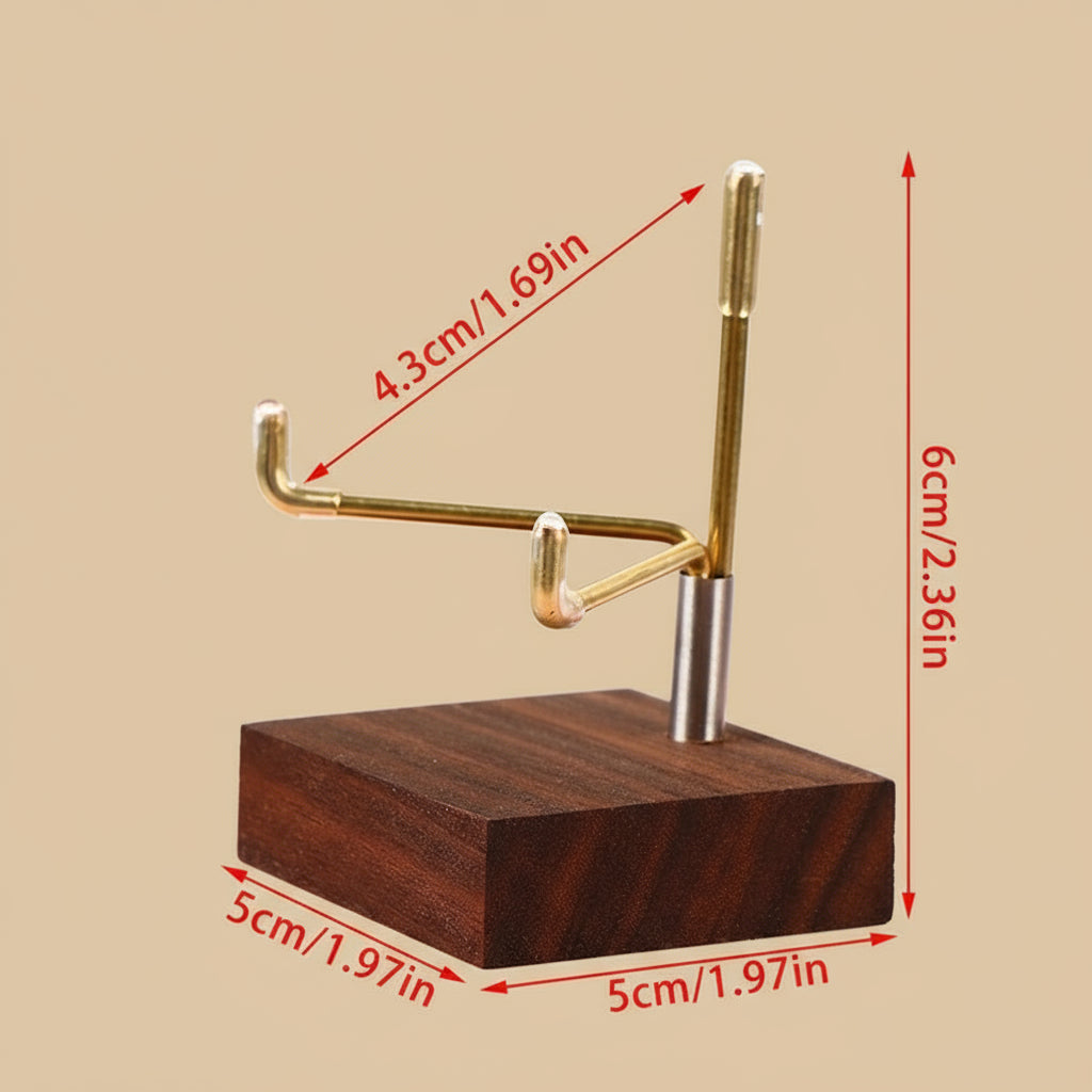 Présentoir en Bois et Métal Doré – Support pour Pierres Naturelles & Minéraux